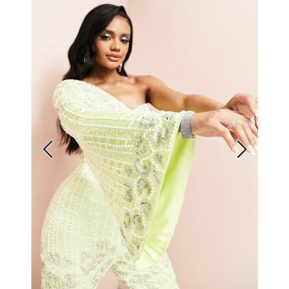 Asos luxe embellished fluted sleeve flared jumpsuit - Picture 7 of 8